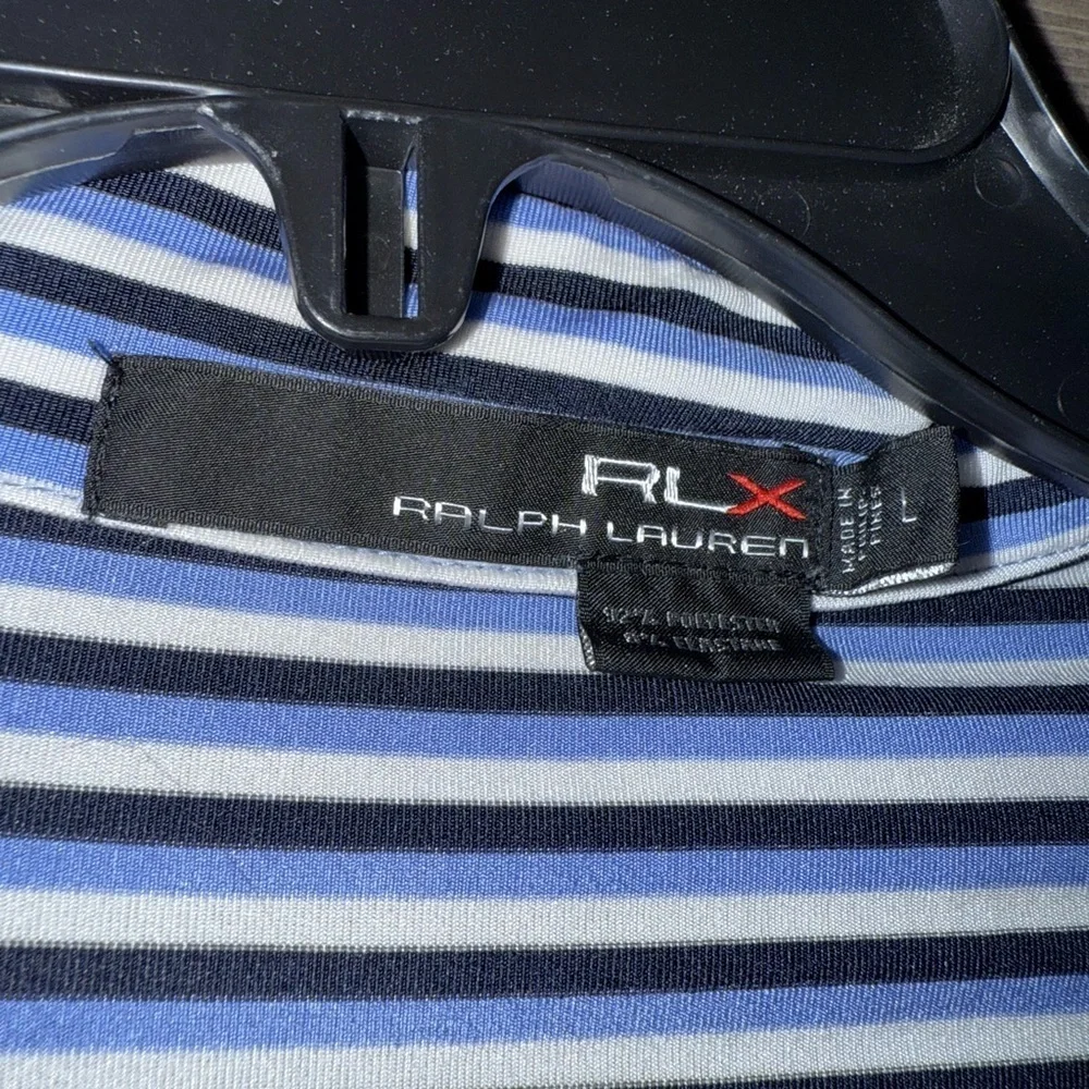 RLX Ralph Lauren Blue & White Striped Performance Polo (L)